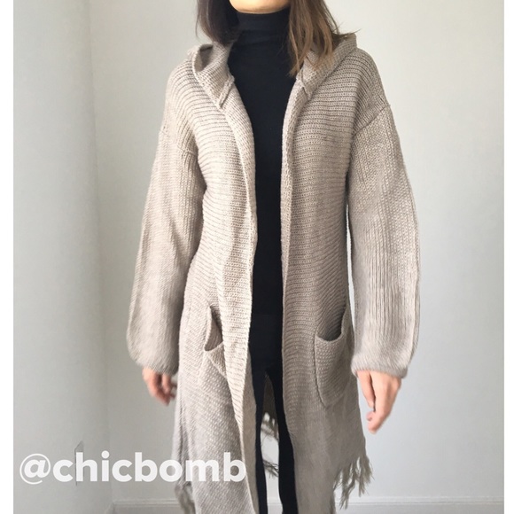 MARA Knit hoodie long cardigan . - Picture 4 of 6